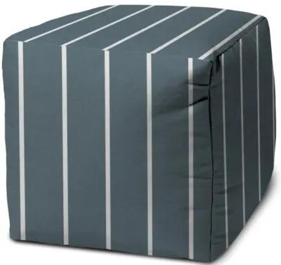 Cube Striped, Indoor Outdoor Pouf Cover - Blue