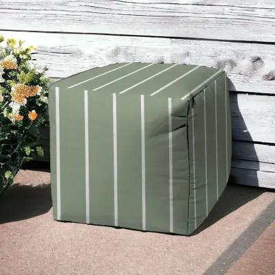 Cube Striped Indoor Outdoor Pouf Cover - Green