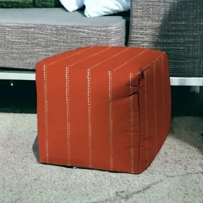 Cube Striped Indoor Outdoor Pouf Cover - Orange