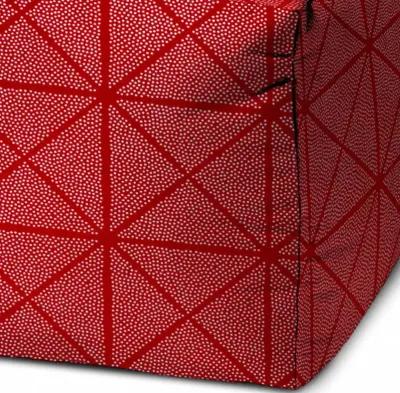 Cube Geometric Indoor Outdoor Pouf Cover - Red