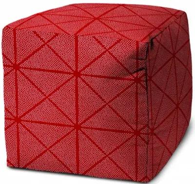 Cube Geometric Indoor Outdoor Pouf Cover - Red