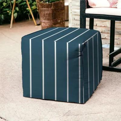 Cube Striped Indoor Outdoor Pouf Cover - Turquoise