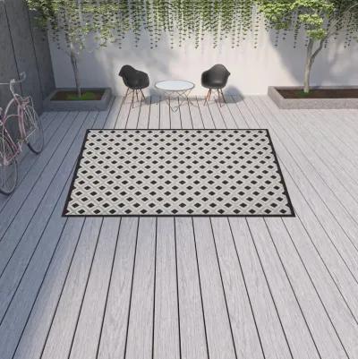 9' X 12' Gingham Non Skid Indoor / Outdoor Area Rug - Black / White