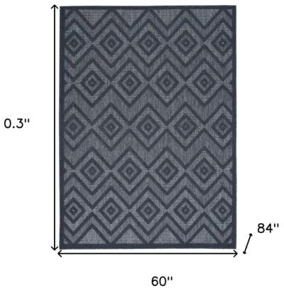 5' X 7' Argyle Indoor / Outdoor Area Rug - Navy Blue