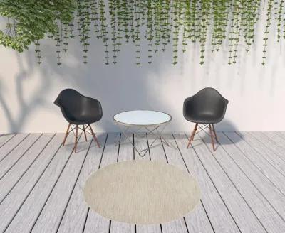 6' X 6' Round Non Skid Indoor / Outdoor Area Rug - Ivory / Beige