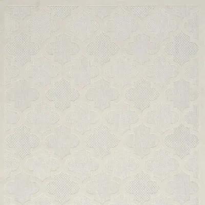 5' X 7' Ikat Indoor / Outdoor Area Rug - Ivory / White