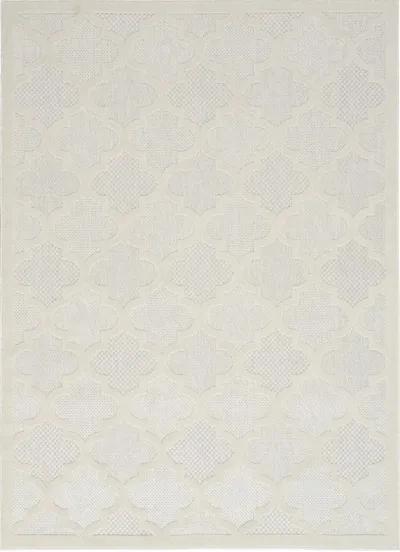 5' X 7' Ikat Indoor / Outdoor Area Rug - Ivory / White