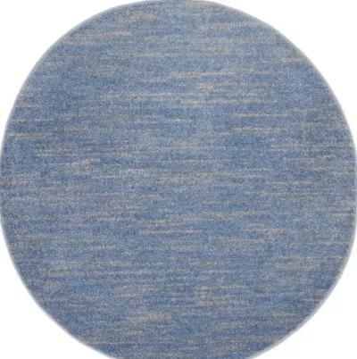 4' Round Striped Non Skid Indoor / Outdoor Area Rug - Blue / Gray