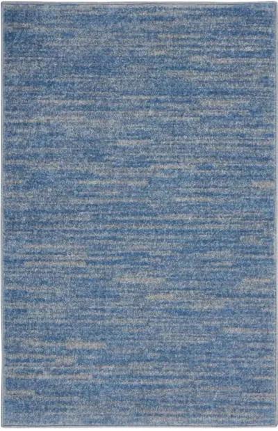 2' X 4' Striped Non Skid Indoor / Outdoor Runner Rug - Blue / Gray