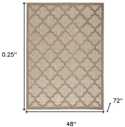 4' X 6' Ikat Indoor / Outdoor Area Rug - Natural Beige