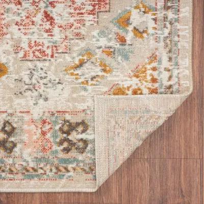 5' X 8' Geometric Stain Resistant Outdoor / Indoor Area Rug - Cream