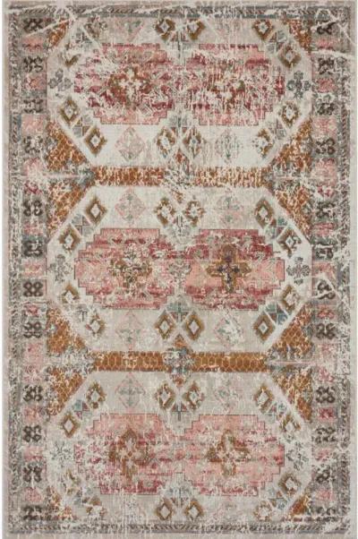 5' X 8' Geometric Stain Resistant Outdoor / Indoor Area Rug - Cream