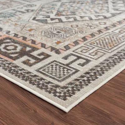 5' X 8' Geometric Stain Resistant Indoor / Outdoor Area Rug - Cream