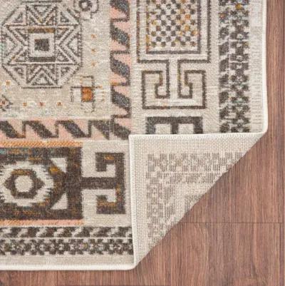 5' X 8' Geometric Stain Resistant Indoor / Outdoor Area Rug - Cream