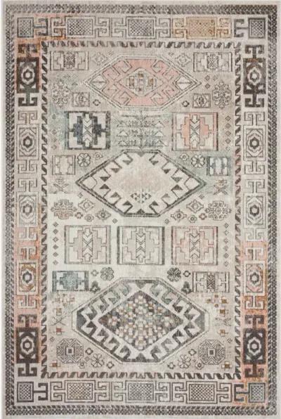 5' X 8' Geometric Stain Resistant Indoor / Outdoor Area Rug - Cream