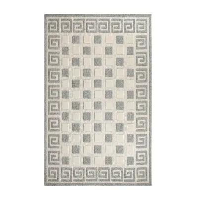 6' X 9' Geometric Stain Resistant Non Skid Indoor / Outdoor Area Rug - Cream