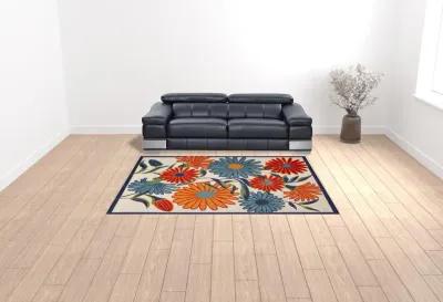 8' X 11' Floral Stain, Resistant Non Skid Area Rug - Multicolor