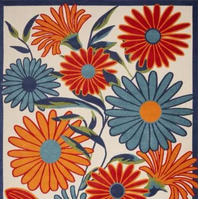 8' X 11' Floral Stain, Resistant Non Skid Area Rug - Multicolor