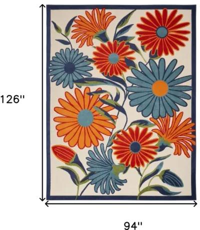 8' X 11' Floral Stain, Resistant Non Skid Area Rug - Multicolor