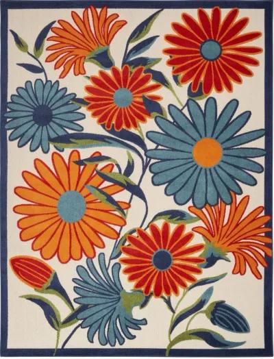 8' X 11' Floral Stain, Resistant Non Skid Area Rug - Multicolor