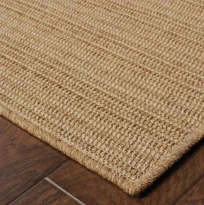 2' X 4' Striped Stain Resistant Indoor / Outdoor Area Rug - Tan