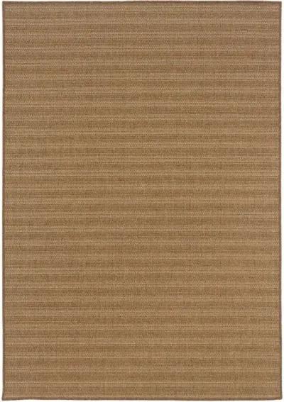 2' X 4' Striped Stain Resistant Indoor / Outdoor Area Rug - Tan