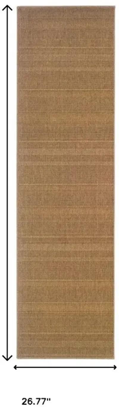 2' X 8' Stain Resistant Indoor / Outdoor Area Rug - Tan