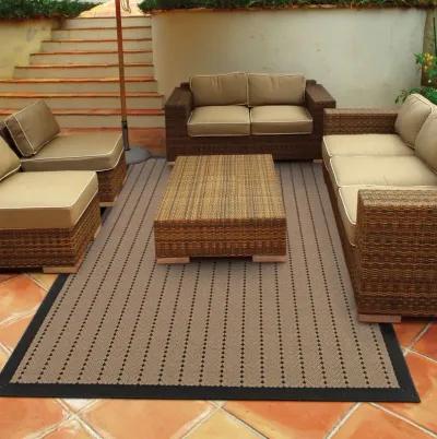 4' X 6' Geometric Stain Resistant Indoor / Outdoor Area Rug - Beige / Black