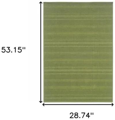 2' X 4' Stain Resistant Indoor / Outdoor Area Rug - Green