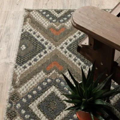 10' X 13' Geometric Stain Resistant Indoor / Outdoor Area Rug - Gray