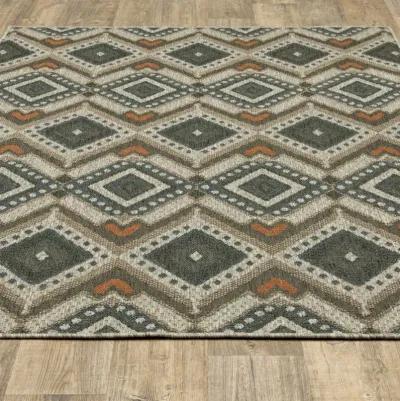 10' X 13' Geometric Stain Resistant Indoor / Outdoor Area Rug - Gray