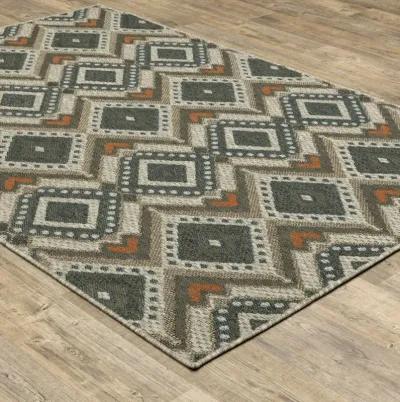 10' X 13' Geometric Stain Resistant Indoor / Outdoor Area Rug - Gray