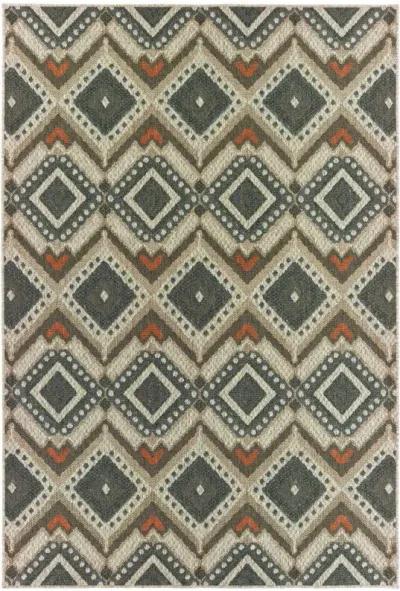 10' X 13' Geometric Stain Resistant Indoor / Outdoor Area Rug - Gray