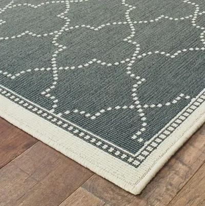 8' X 11' Geometric Stain Resistant Area Rug Outdoor / Indoor - Ivory / Gray