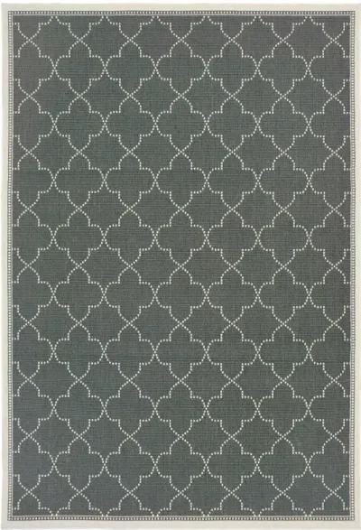 8' X 11' Geometric Stain Resistant Area Rug Outdoor / Indoor - Ivory / Gray