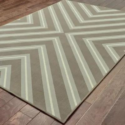 4' X 6' Geometric Stain Resistant Indoor / Outdoor Area Rug - Blue / Gray