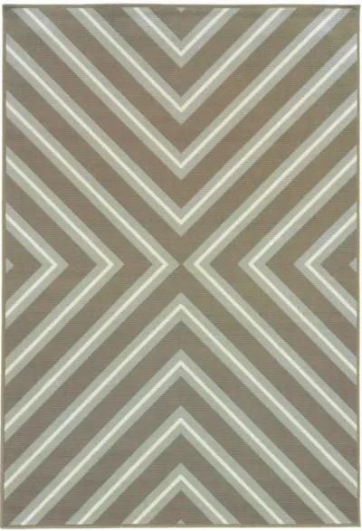 4' X 6' Geometric Stain Resistant Indoor / Outdoor Area Rug - Blue / Gray