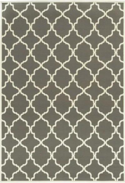 8' X 11' Geometric Stain Resistant Indoor / Outdoor Area Rug - Charcoal