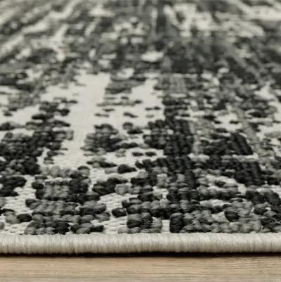 3' X 5' Abstract Stain Resistant Indoor / Outdoor Area Rug - Beige / Black