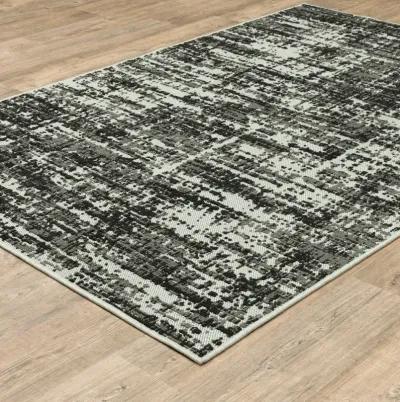 3' X 5' Abstract Stain Resistant Indoor / Outdoor Area Rug - Beige / Black