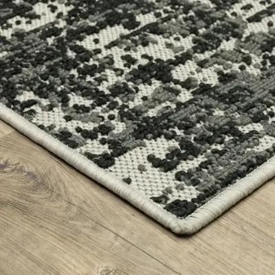 3' X 5' Abstract Stain Resistant Indoor / Outdoor Area Rug - Beige / Black