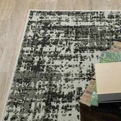 3' X 5' Abstract Stain Resistant Indoor / Outdoor Area Rug - Beige / Black