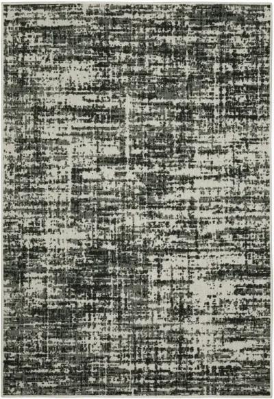 3' X 5' Abstract Stain Resistant Indoor / Outdoor Area Rug - Beige / Black