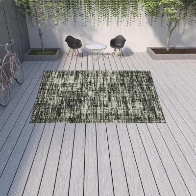 10' X 13' Abstract Stain Resistant Indoor / Outdoor Area Rug - Beige / Black