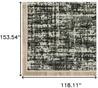 10' X 13' Abstract Stain Resistant Indoor / Outdoor Area Rug - Beige / Black