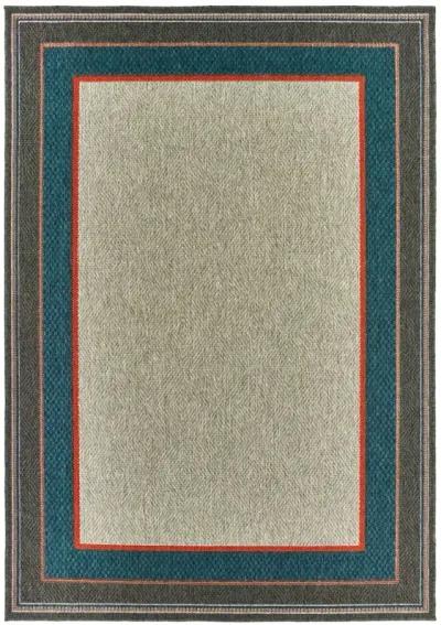 3' X 5' Stain Resistant Indoor / Outdoor Area Rug - Blue / Gray