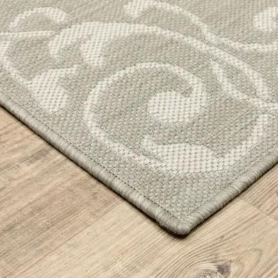 3' X 5' Oriental Stain Resistant Indoor / Outdoor Area Rug - Gray / Ivory