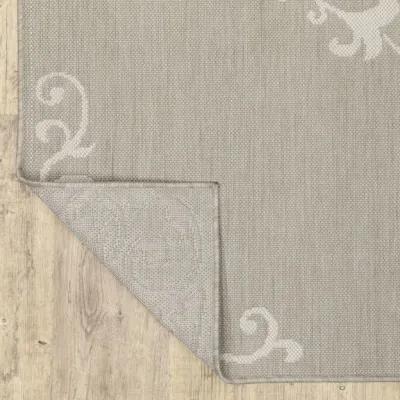 3' X 5' Oriental Stain Resistant Indoor / Outdoor Area Rug - Gray / Ivory