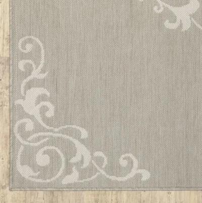 3' X 5' Oriental Stain Resistant Indoor / Outdoor Area Rug - Gray / Ivory