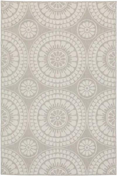 10' X 13' Geometric Stain Resistant Outdoor / Indoor Area Rug - Gray / Ivory